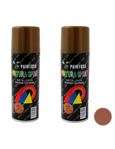 Montoro - Pack 2 botes de pintura en spray cobre M307 200 ml, válido para multitud de superficies de interior y exterior