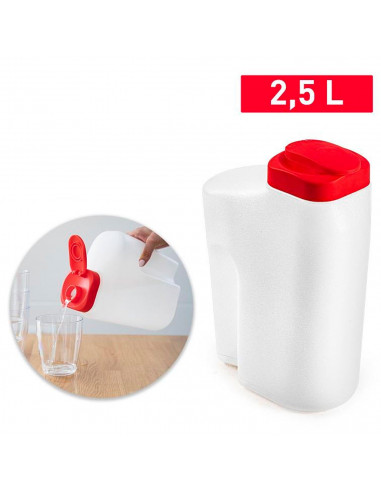 Tradineur - Jarra de plástico para servir agua, bebidas frías, translúcida, frigorífico, nevera, cocina, fabricada en España (Ta