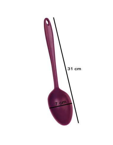 Tradineur - Cucharón de silicona, resistente al calor, no raya, apto para lavavajillas, libre de BPA, repostería, cocina (Violet