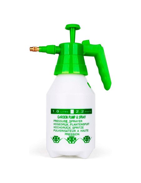 Tradineur - Botella pulverizadora manual de plástico, recipiente para sulfatar con boquilla ajustable, riego, flores, jardinería