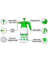 Tradineur - Botella pulverizadora manual de plástico, recipiente para sulfatar con boquilla ajustable, riego, flores, jardinería