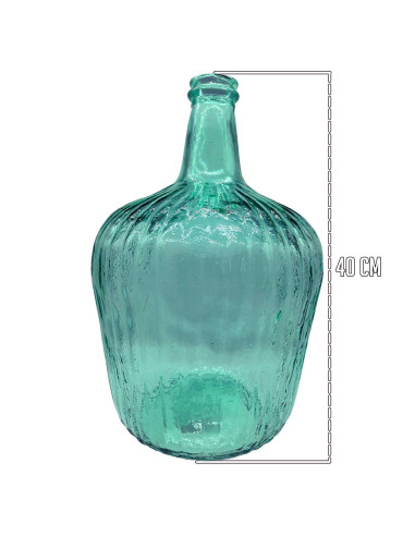 Tradineur - Garrada Rayada sin tapón - Fabricado en Vidrio - Capacidad de 10 L -  Ideal para almacenar bebidas, agua, vino - Ø 2