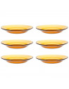 Tradineur - Pack de 6 platos hondos de vidrio, modelo Lys, resistentes, vajilla de cocina, aptos para lavavajillas (Ámbar - Ø 23