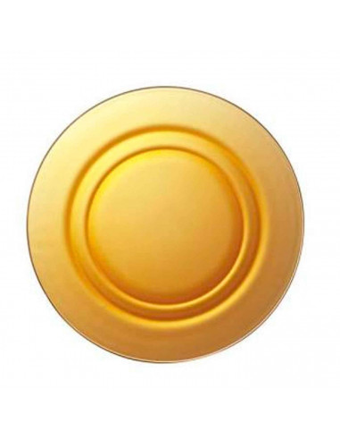 Tradineur - Pack de 6 platos hondos de vidrio, modelo Lys, resistentes, vajilla de cocina, aptos para lavavajillas (Ámbar - Ø 23