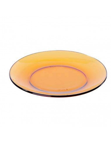 Tradineur - Pack de 6 platos de postre, vidrio, modelo Lys, resistentes, vajilla de cocina, aptos para lavavajillas (Ámbar - Ø 1