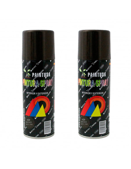 Montoro - Pack de 2 botes de pintura en spray color bronce A29, 200 ml, válido para multitud de superficies de interior y exteri Montoro - Pack de 2 botes de pintura en spray color bronce A29, 200 ml, válido para multitud de superficies de interior y exteri