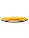 Tradineur - Pack de 6 platos de postre, vidrio, modelo Lys, resistentes, vajilla de cocina, aptos para lavavajillas (Ámbar - Ø 1