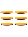 Tradineur - Pack de 6 platos llanos de vidrio, modelo Lys, resistentes, vajilla de cocina, aptos para lavavajillas (Ámbar - Ø 23