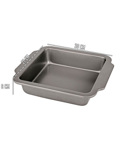 Tradineur - Molde de Acero Cuadrada para lasaña - 2 Capas Antiadherente - Apto para Lavavajillas - Fácil Limpieza - 6 x 30 x 27