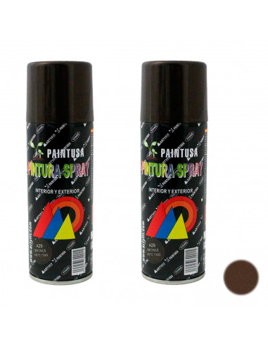 Montoro - Pack de 2 botes de pintura en spray color bronce A29, 200 ml, válido para multitud de superficies de interior y exteri