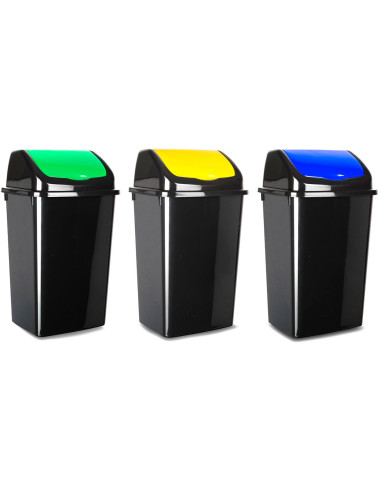 Tradineur - Cubo de basura con tapa basculante para reciclaje - Fabricado en plástico - Capacidad: 50 Litros - Reciclaje para Pl