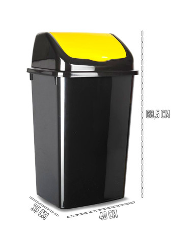Tradineur - Cubo de basura con tapa basculante para reciclaje - Fabricado en plástico - Capacidad: 50 Litros - Reciclaje para Pl