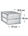 Tradineur - Cajonera de sobremesa - Fabricado en España - 2 Cajones Transparentes - Torre de almacenaje, armario, baño, oficina