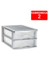 Tradineur - Cajonera de sobremesa - Fabricado en España - 2 Cajones Transparentes - Torre de almacenaje, armario, baño, oficina