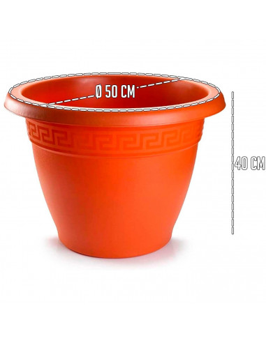 Tradineur - Maceta Redonda "Terracota" - Fabricado en Plástico - Macetero apto para Exterior e Interior del hogar - Ø 50 cm - Co