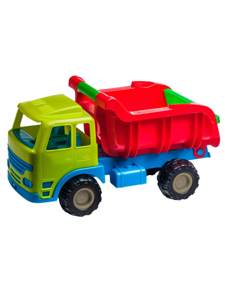 Tradineur - Camión Dumper de juguete, vehículo de plástico resistente para niños, jugar en la arena, playa, parque - 49 x 22,5 x