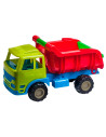 Tradineur - Camión Dumper de juguete, vehículo de plástico resistente para niños, jugar en la arena, playa, parque - 49 x 22,5 x