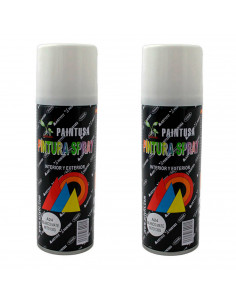 Montoro - Pack de 2 botes de pintura en spray color blanco mate A24, 200 ml, válido para multitud de superficies de interior y e