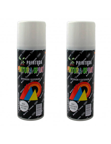 Montoro - Pack de 2 botes de pintura en spray color blanco mate A24, 200 ml, válido para multitud de superficies de interior y e Montoro - Pack de 2 botes de pintura en spray color blanco mate A24, 200 ml, válido para multitud de superficies de interior y e