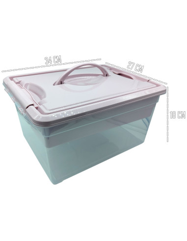 Tradineur - Caja de Almacenamiento con Bandeja interior y Asa - N.º 9 - 12 Litros - Fabricado en Plástico - Cierre Hermético y S