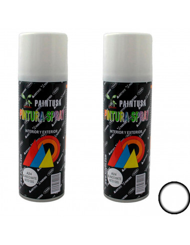 Montoro - Pack de 2 botes de pintura en spray color blanco mate A24, 200 ml, válido para multitud de superficies de interior y e