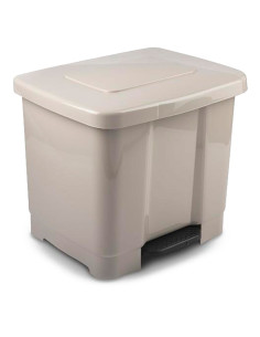 Tradineur - Cubo de basura de plástico con pedal, contenedor de residuos, papelera con separador para colocar dos bolsas, cocina
