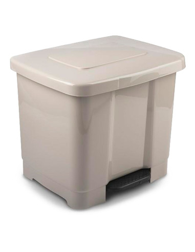 Tradineur - Cubo de basura de plástico con pedal, contenedor de residuos, papelera con separador para colocar dos bolsas, cocina