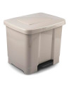 Tradineur - Cubo de basura de plástico con pedal, contenedor de residuos, papelera con separador para colocar dos bolsas, cocina