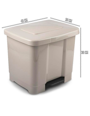 Tradineur - Cubo de basura de plástico con pedal, contenedor de residuos, papelera con separador para colocar dos bolsas, cocina