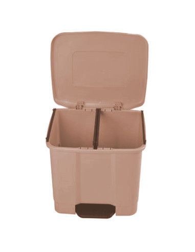 Tradineur - Cubo de basura de plástico con pedal, contenedor de residuos, papelera con separador para colocar dos bolsas, cocina