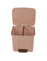 Tradineur - Cubo de basura de plástico con pedal, contenedor de residuos, papelera con separador para colocar dos bolsas, cocina