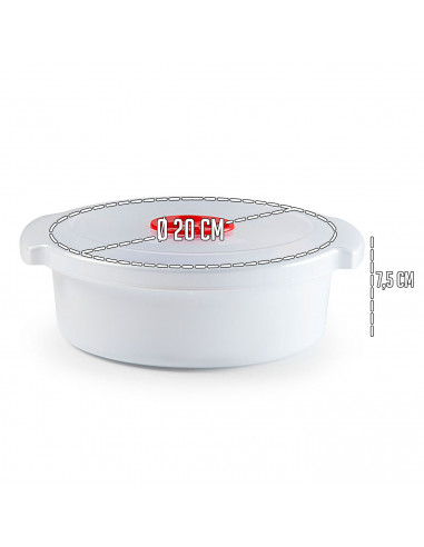 Tradineur - Fiambrera Redonda Modelo Micro - Fabricado en plástico - Capacidad de 1,5 Litros - Apta para microondas y lavavajill
