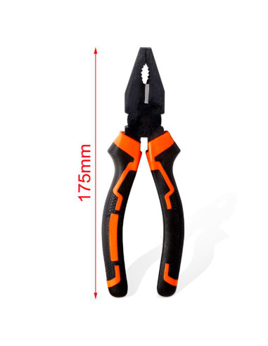 Tradineur - Alicate universal, ergonómico, alicates de alta resistencia con mango antideslizante, acero y plástico, cortar alamb