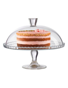 Tradineur - Expositor para tartas con tapa - Fabricado en Cristal - Fácil limpieza y Durabilidad - Ideal para Pasteles y diverso