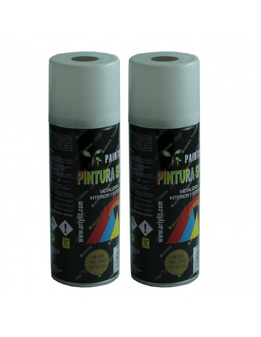 Montoro - Pack 2 botes de pintura en spray oro M305 200 ml, válido para multitud de superficies de interior y exterior