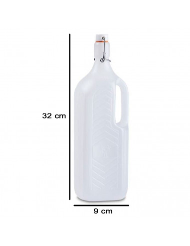 Tradineur - Pack de 6 botellas de plástico con asa y tapón a presión, reutilizable, agua, leche, batidos, zumos, refrescos, frig
