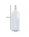 Tradineur - Pack de 6 botellas de plástico con asa y tapón a presión, reutilizable, agua, leche, batidos, zumos, refrescos, frig
