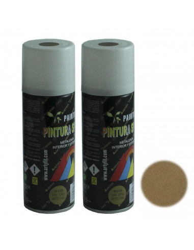 Montoro - Pack 2 botes de pintura en spray oro M305 200 ml, válido para multitud de superficies de interior y exterior