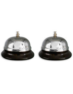 Tradineur - Pack de 2 timbres de recepción, sonido claro, escritorio, mesa, llamada, servicio, restaurante, cocina, hotel (Plate