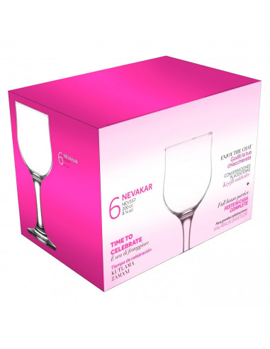 Tradineur - Set de 6 copas de cristal, modelo Nevakar, servir vino, champán, cócteles, elegantes, aptas para lavavajillas, celeb