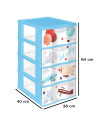 Tradineur - Cajonera de plástico, modelo Wagon Let's Fly, 4 cajones transparentes, torre almacenaje, juguetes, dormitorio infan