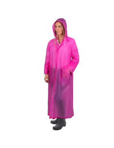 Tradineur - Chubasquero impermeable con capucha, reutilizable, poncho con mangas, capa para lluvia, cierre con botones, poliéste