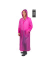 Tradineur - Chubasquero impermeable con capucha, reutilizable, poncho con mangas, capa para lluvia, cierre con botones, poliéste