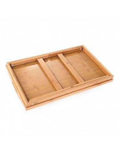 Bandeja de cama plegable de bambú 49 x 29,5 cm. Mesa para desayuno, ordenador portátil con patas plegables