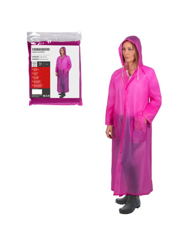 Tradineur - Chubasquero impermeable con capucha, reutilizable, poncho con mangas, capa para lluvia, cierre con botones, poliéste