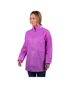 Tradineur - Chubasquero sport impermeable con capucha, reutilizable, poncho corto con mangas, lluvia, cierre con botones, poliés
