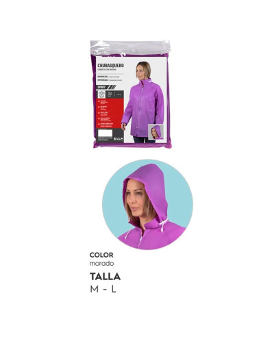 Tradineur - Chubasquero sport impermeable con capucha, reutilizable, poncho corto con mangas, lluvia, cierre con botones, poliés