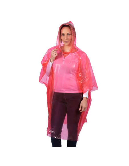 Tradineur - Pack de 6 chubasqueros impermeables de emergencia con capucha, reutilizables, ponchos para lluvia, poliéster (Mujer