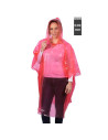 Tradineur - Pack de 6 chubasqueros impermeables de emergencia con capucha, reutilizables, ponchos para lluvia, poliéster (Mujer