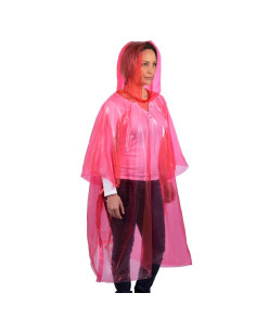 Tradineur - Pack de 4 chubasqueros impermeables de emergencia con capucha, reutilizables, ponchos para lluvia, poliéster (Mujer